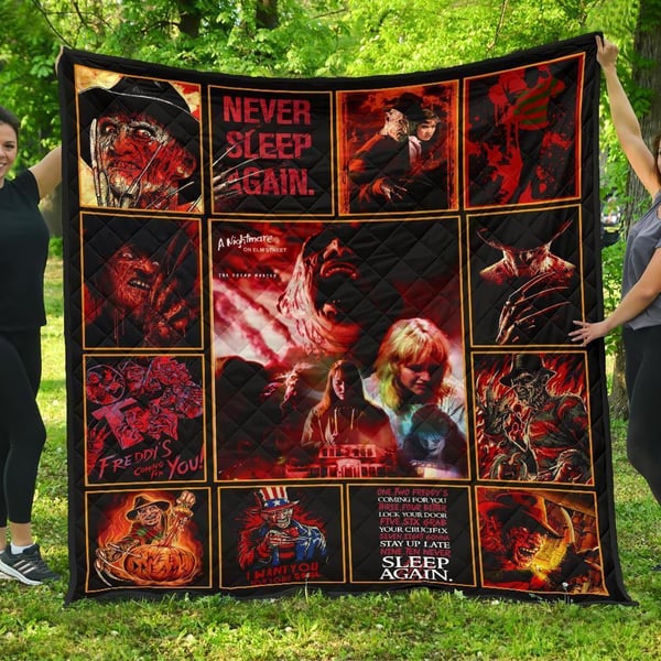 Never Sleep Again Nightmare Quilt Blanket Funny Gift Idea