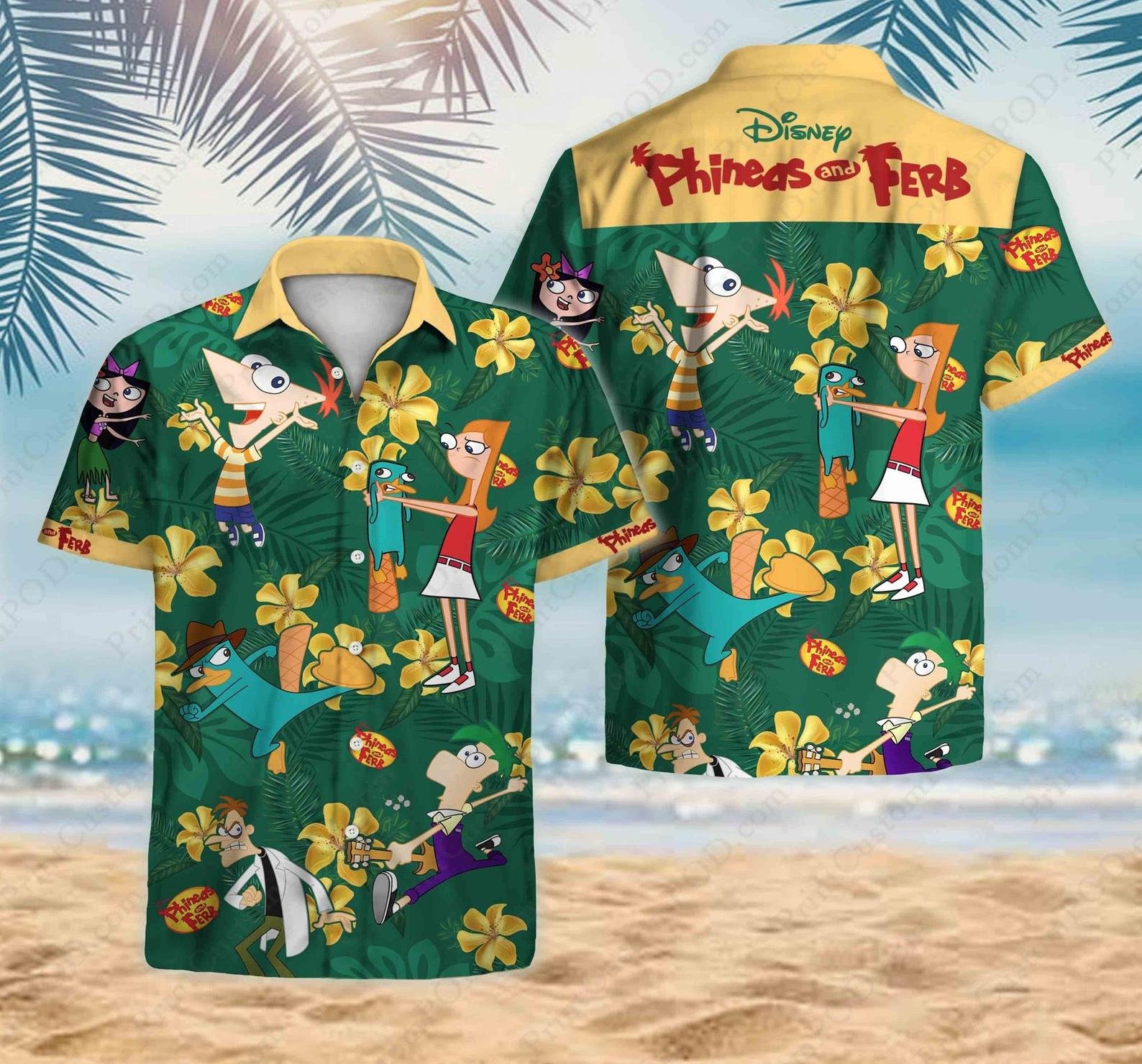 Phineas and Ferb Hawaiian Shirt | Summer Hawaiian Shirt For Women Men