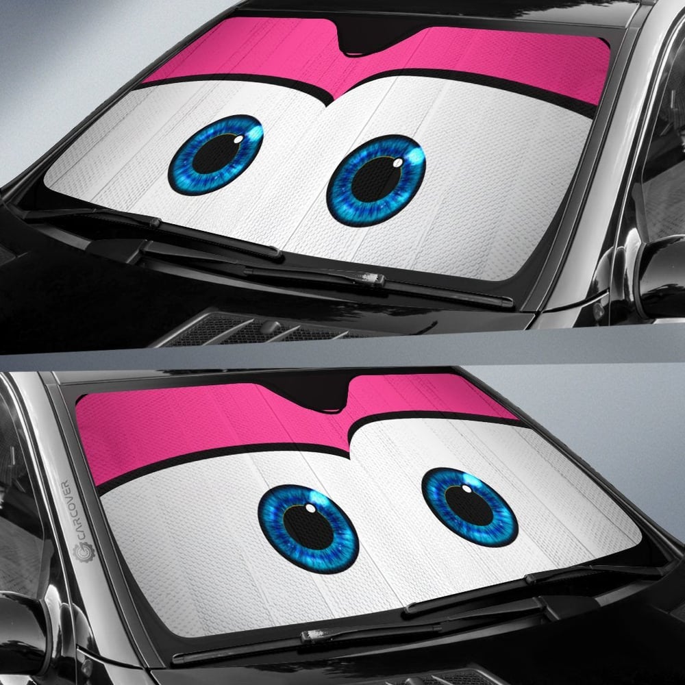 Pink Cute Cartoon Eyes Car Sunshade Custom Funny Car Accessories Gifts Idea