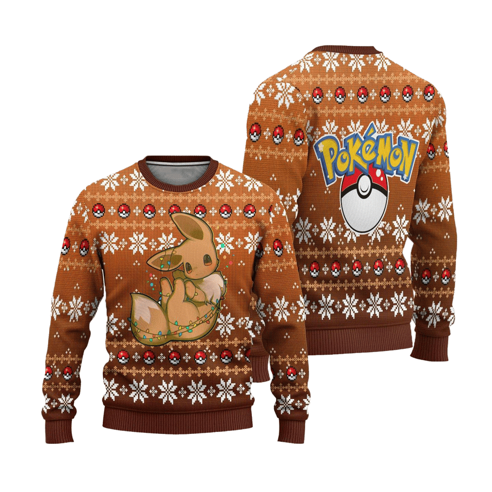 Pokemon Eevee Anime Ugly Christmas Sweater Custom Sweatshirt Apparel