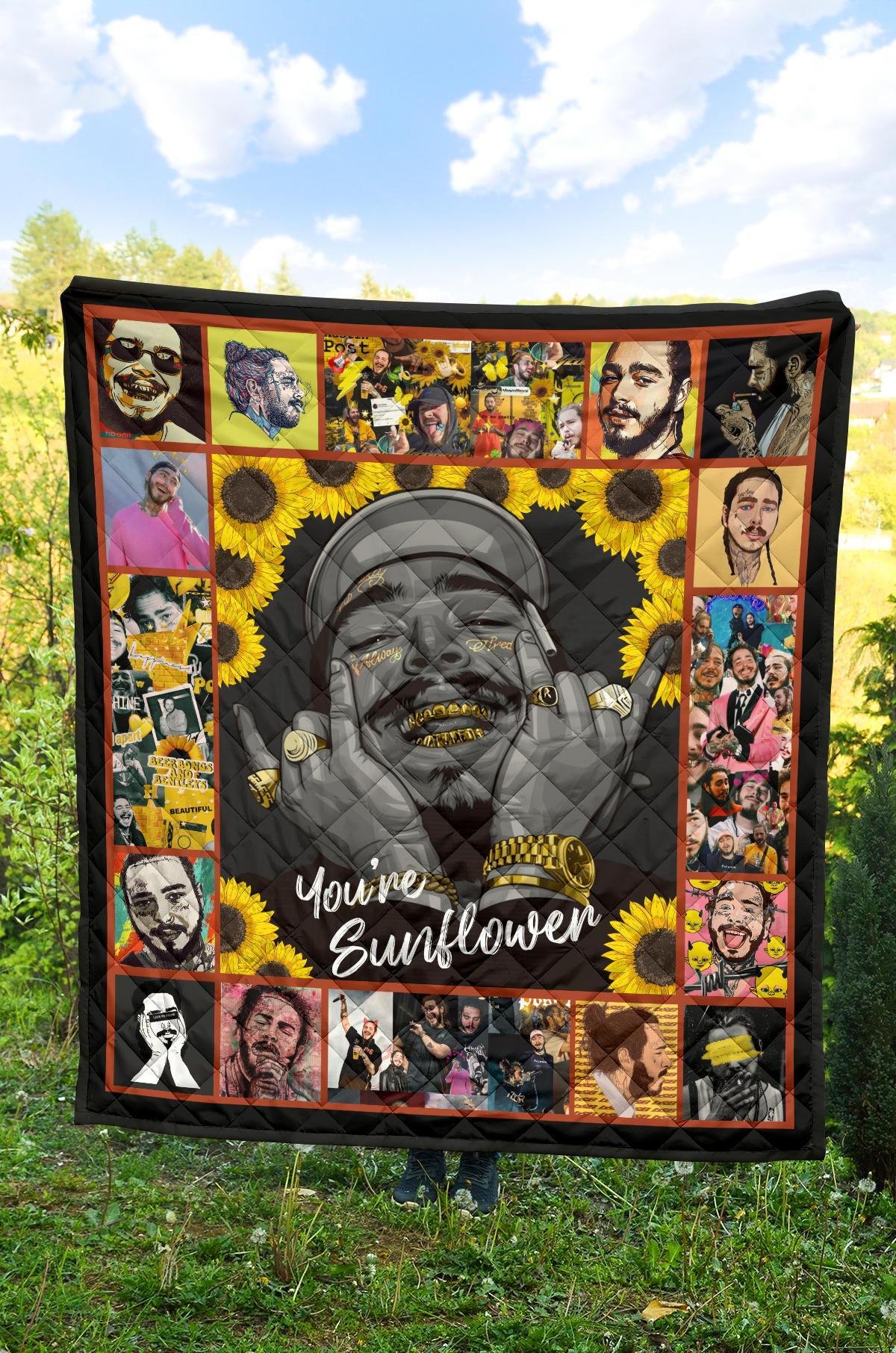 Post Malone Quilt Blanket You Are Sunflower Fan Gift Idea