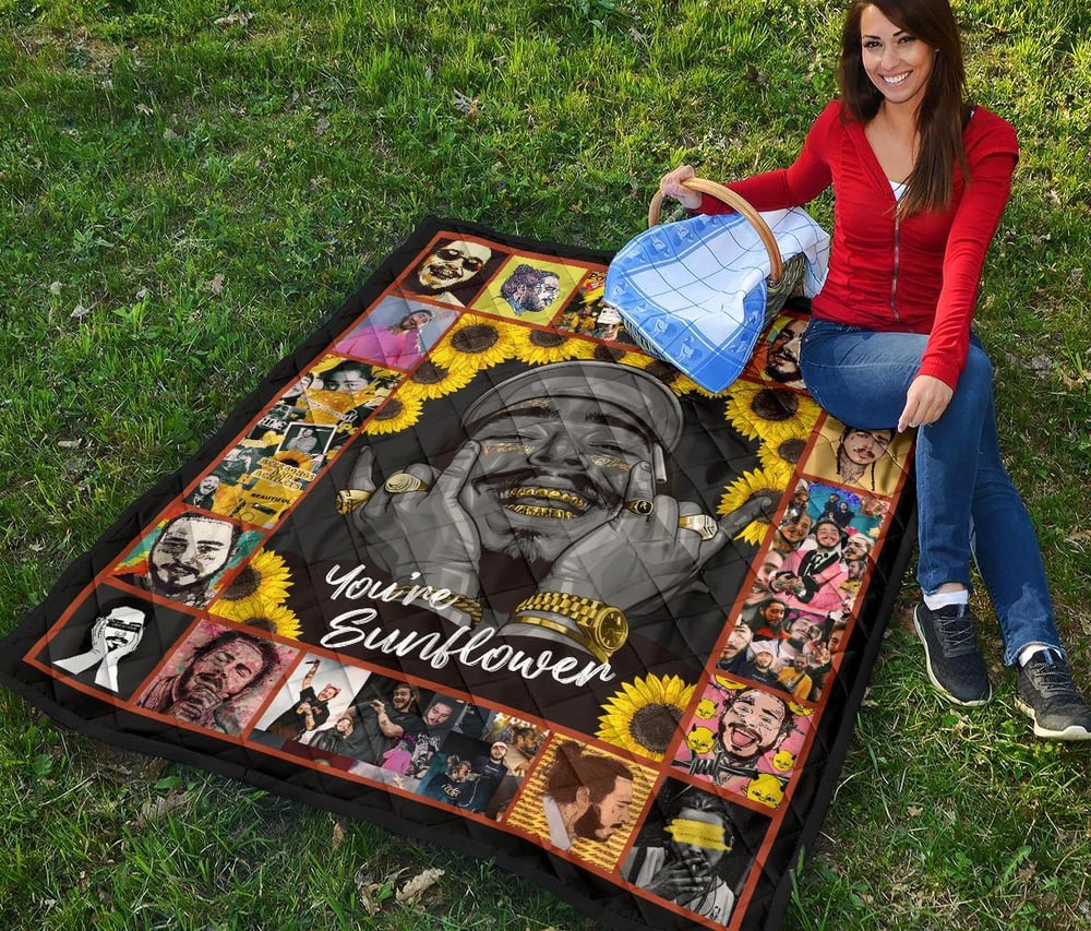 Post Malone Quilt Blanket You Are Sunflower Fan Gift Idea