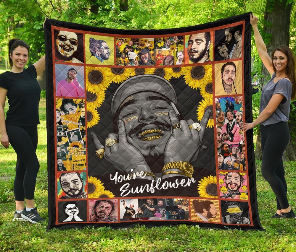 Post Malone Quilt Blanket You Are Sunflower Fan Gift Idea