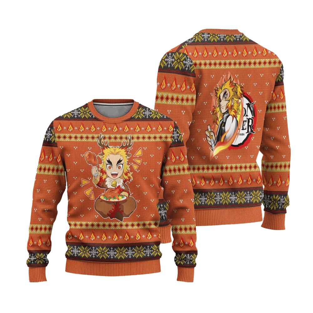 Rengoku Demon Slayer Anime Ugly Christmas Sweater Custom Sweatshirt Apparel