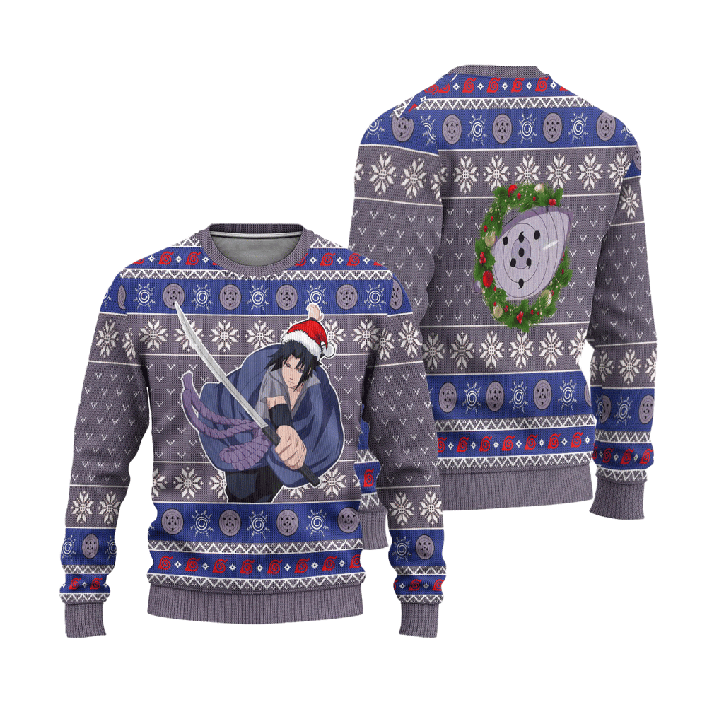 Sasuke Rinnegan Ugly Christmas Sweater Naruto Anime Xmas Gift