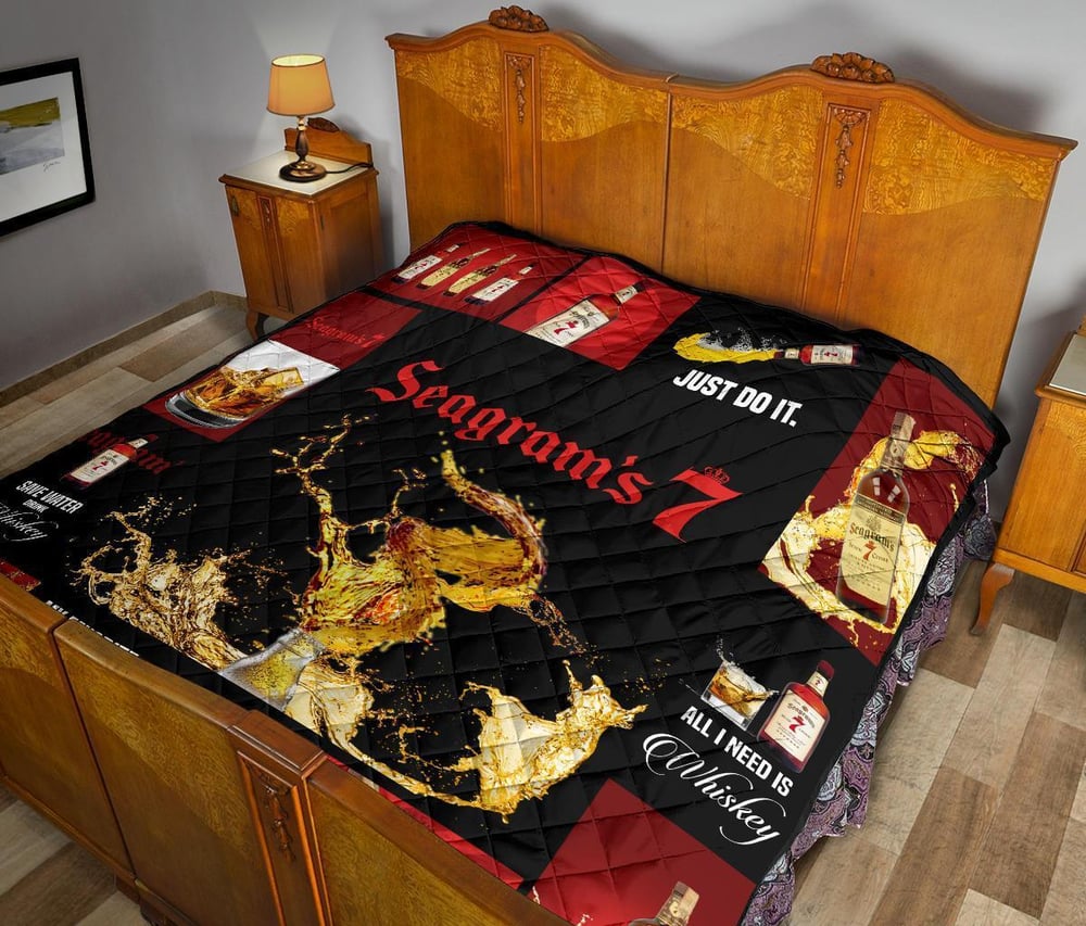 Seagram’s 7 Quilt Blanket All I Need Is Whiskey Gift Idea