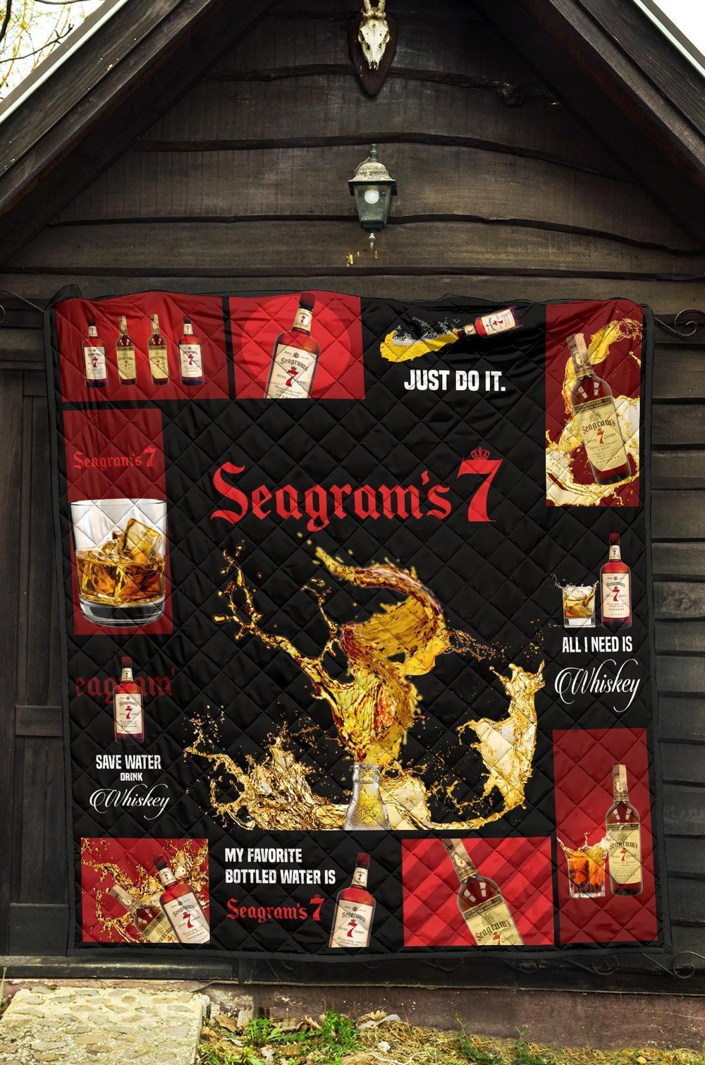 Seagram’s 7 Quilt Blanket All I Need Is Whiskey Gift Idea