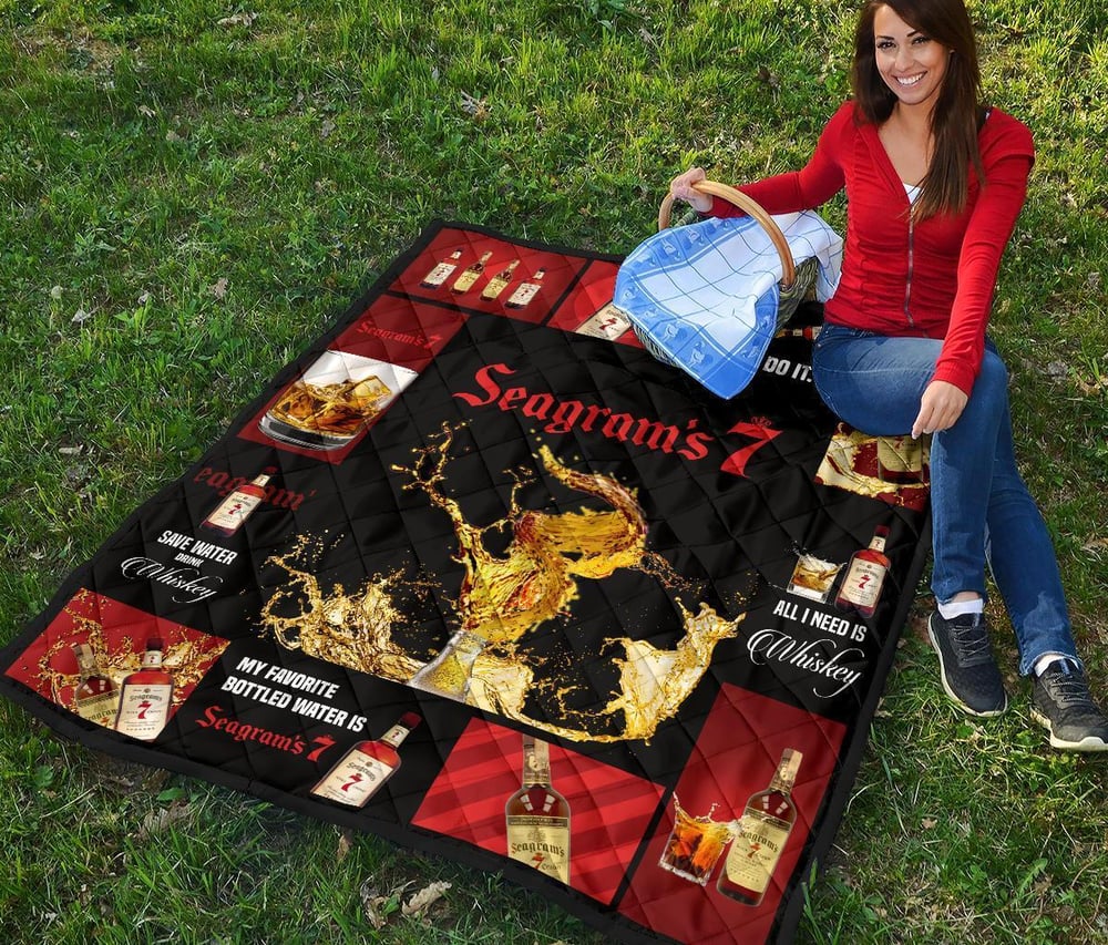 Seagram’s 7 Quilt Blanket All I Need Is Whiskey Gift Idea