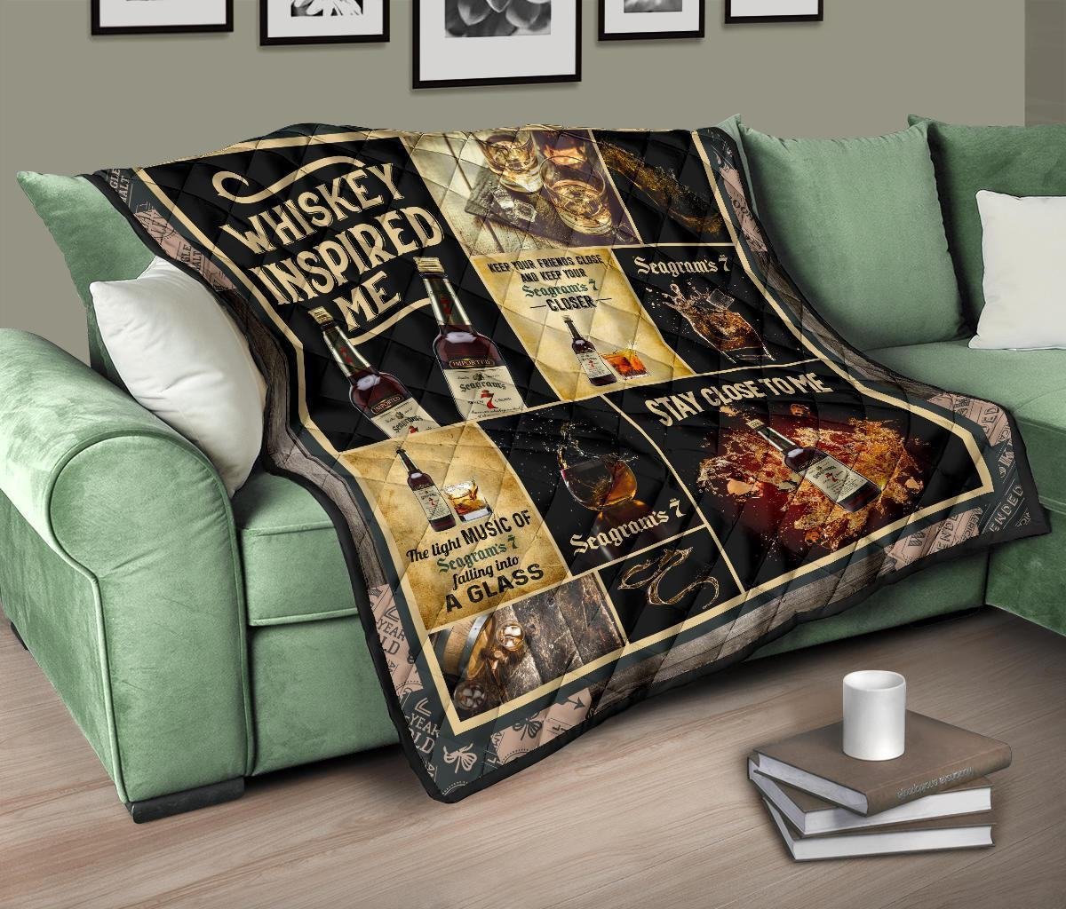 Seagram's Seven Crown Quilt Blanket Whiskey Inspired Me