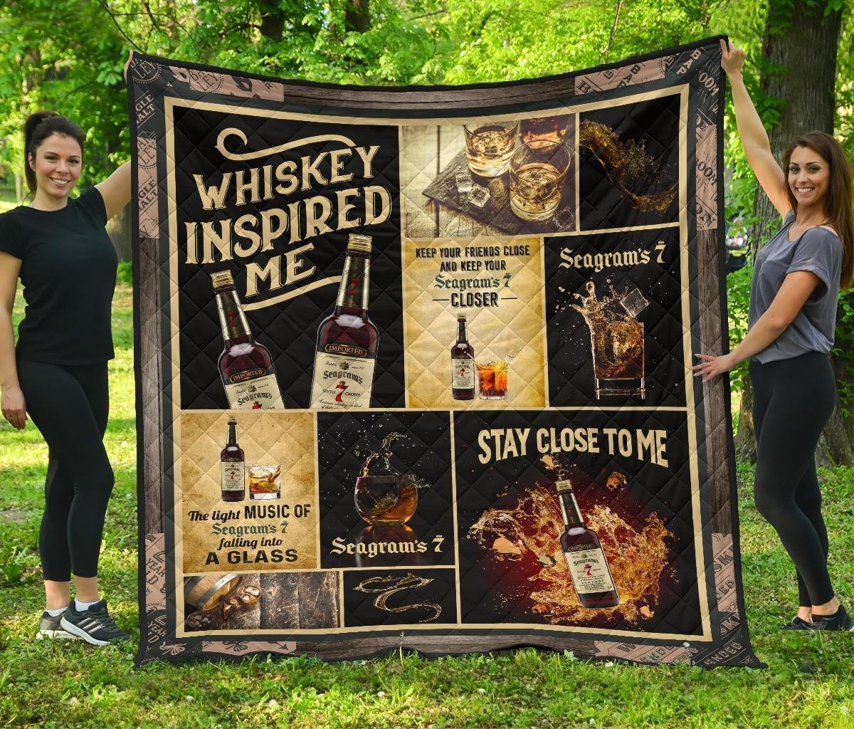 Seagram's Seven Crown Quilt Blanket Whiskey Inspired Me