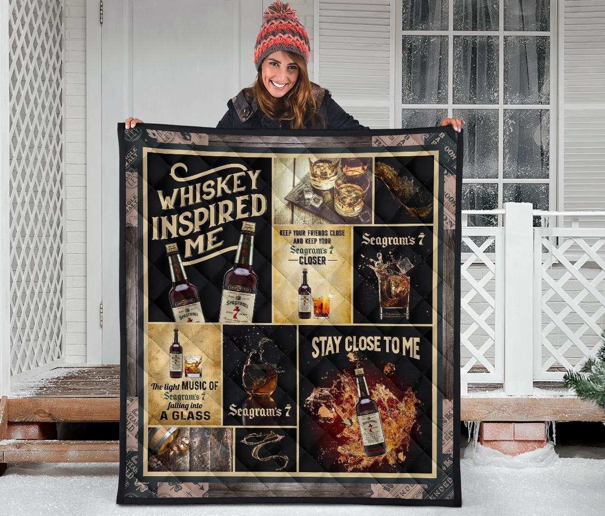 Seagram's Seven Crown Quilt Blanket Whiskey Inspired Me