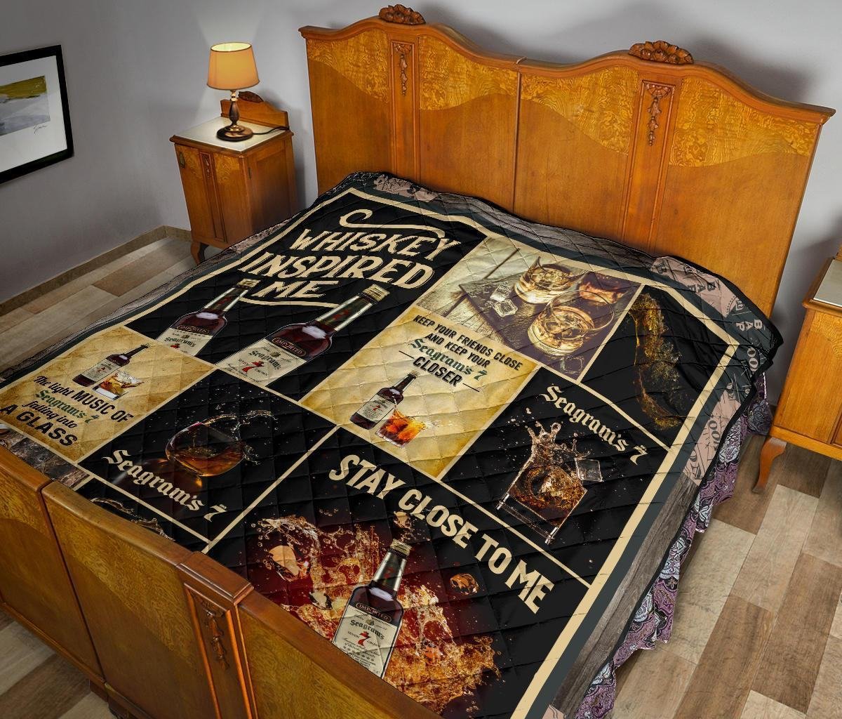 Seagram's Seven Crown Quilt Blanket Whiskey Inspired Me