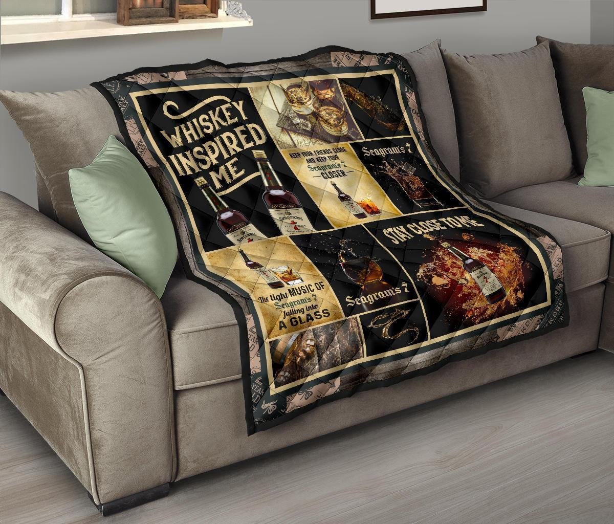 Seagram's Seven Crown Quilt Blanket Whiskey Inspired Me