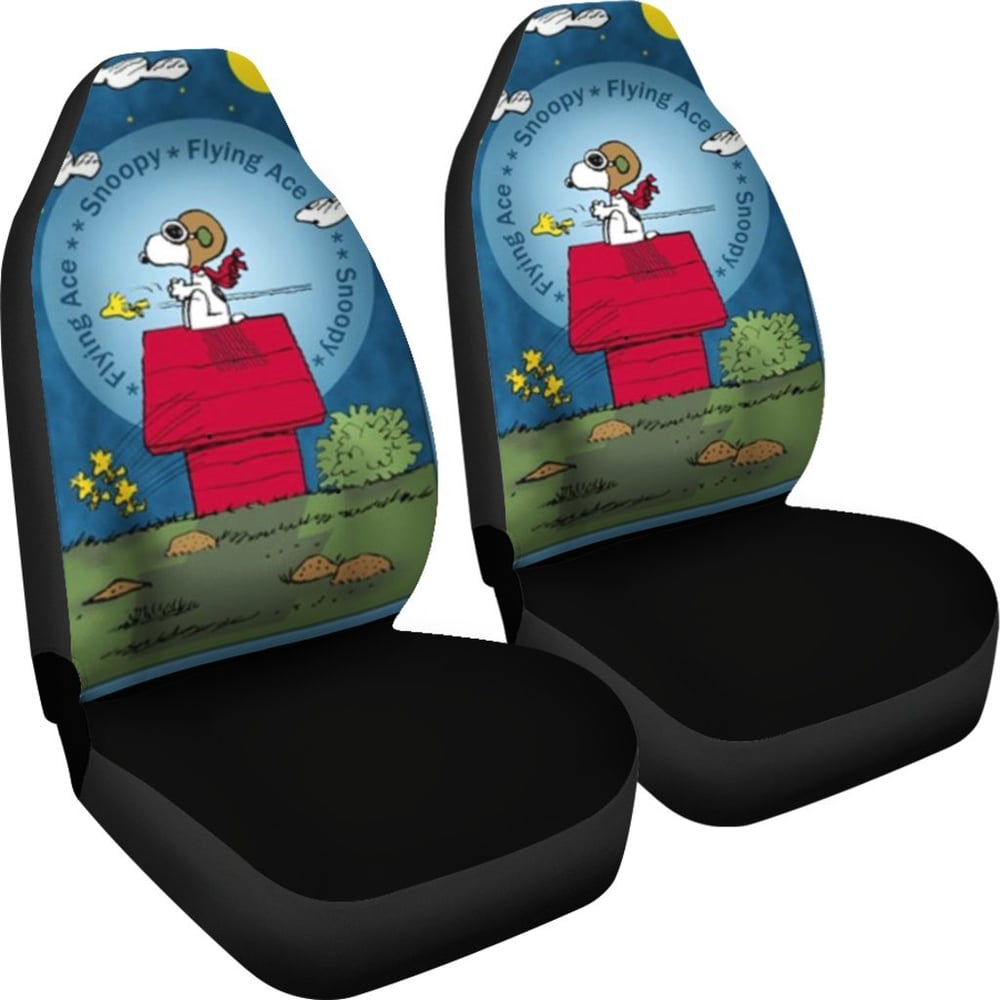 Snoopy Car Seat Covers | Snoopy the Flying Ace Cartoon Car Seat Covers