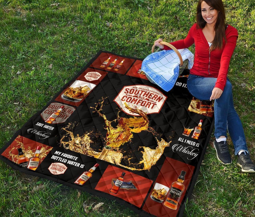 Southern Comfort Quilt Blanket All I Need Is Whisky Gift Idea