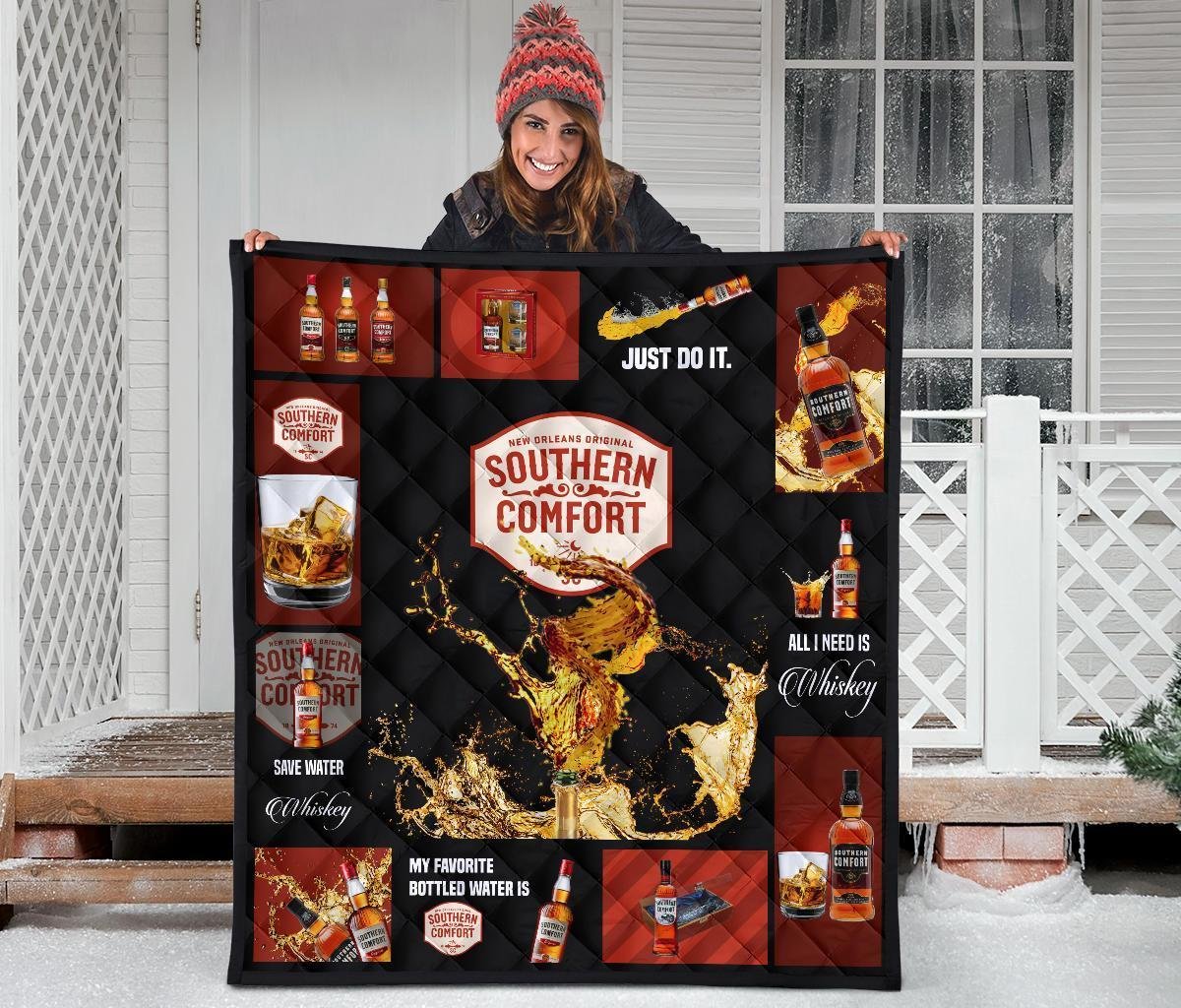 Southern Comfort Quilt Blanket All I Need Is Whisky Gift Idea