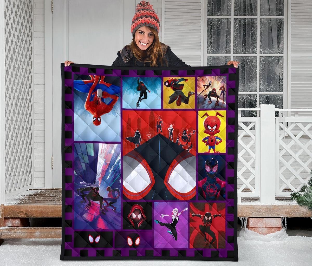 Spider-Verse Quilt Blanket For Spider-Man Fan Gift