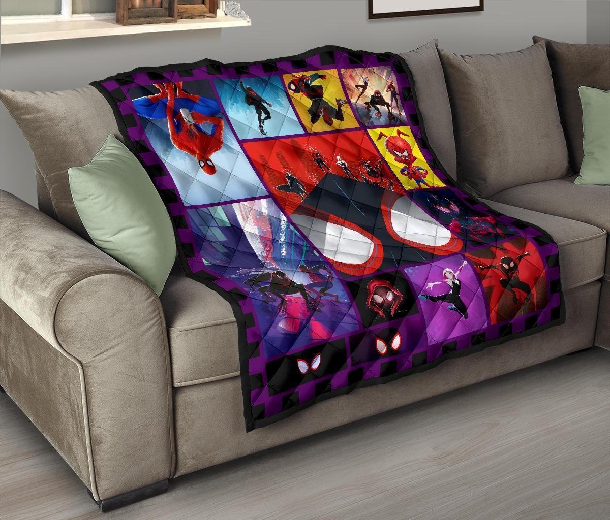 Spider-Verse Quilt Blanket For Spider-Man Fan Gift