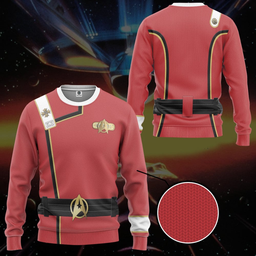 Star Trek II VI Wrath of Khan Starfleet Kirk Spock Red Uniform Custom Hoodie Tshirt Apparel