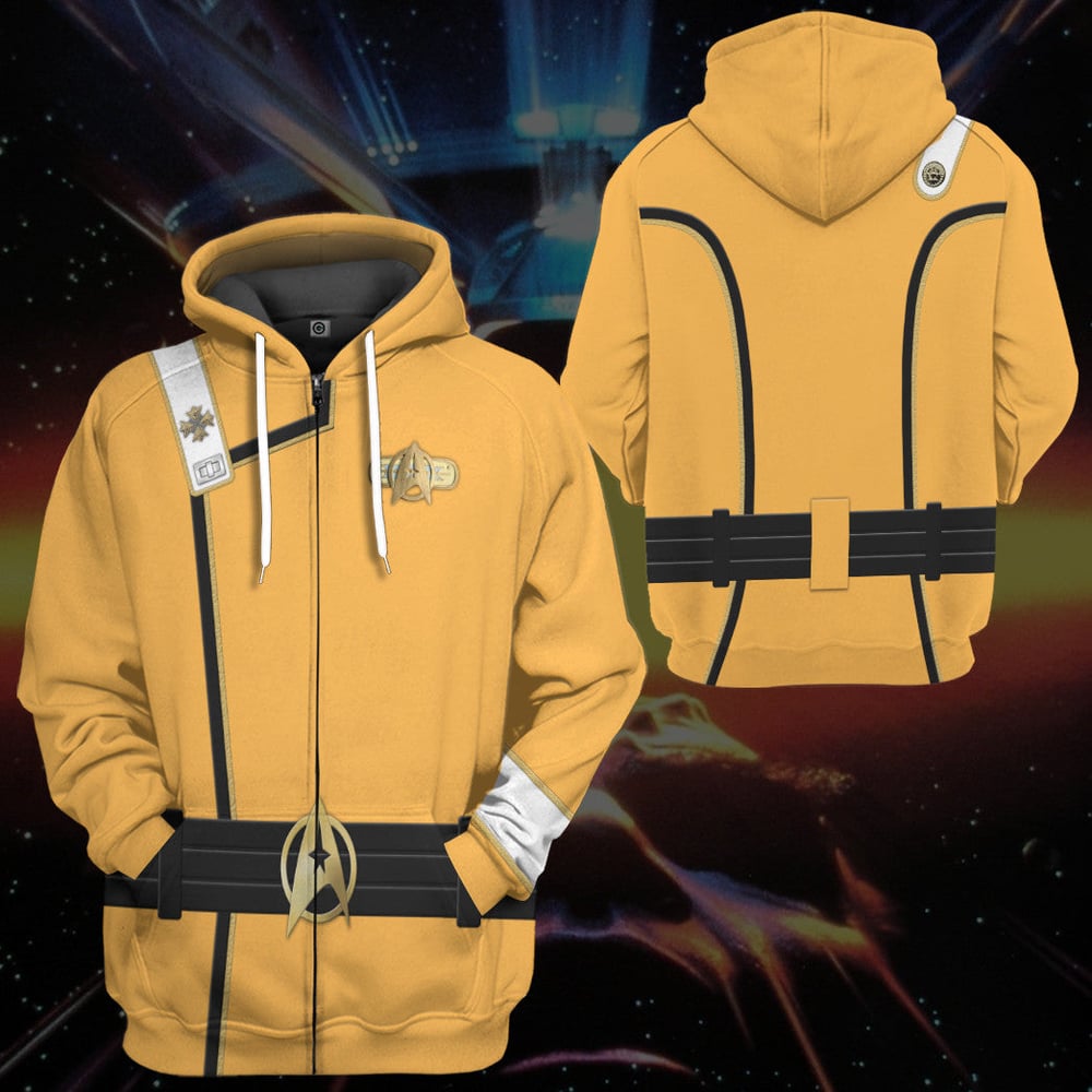 Star Trek II VI Wrath of Khan Starfleet Kirk Spock Yellow Uniform Custom Hoodie Tshirt Apparel