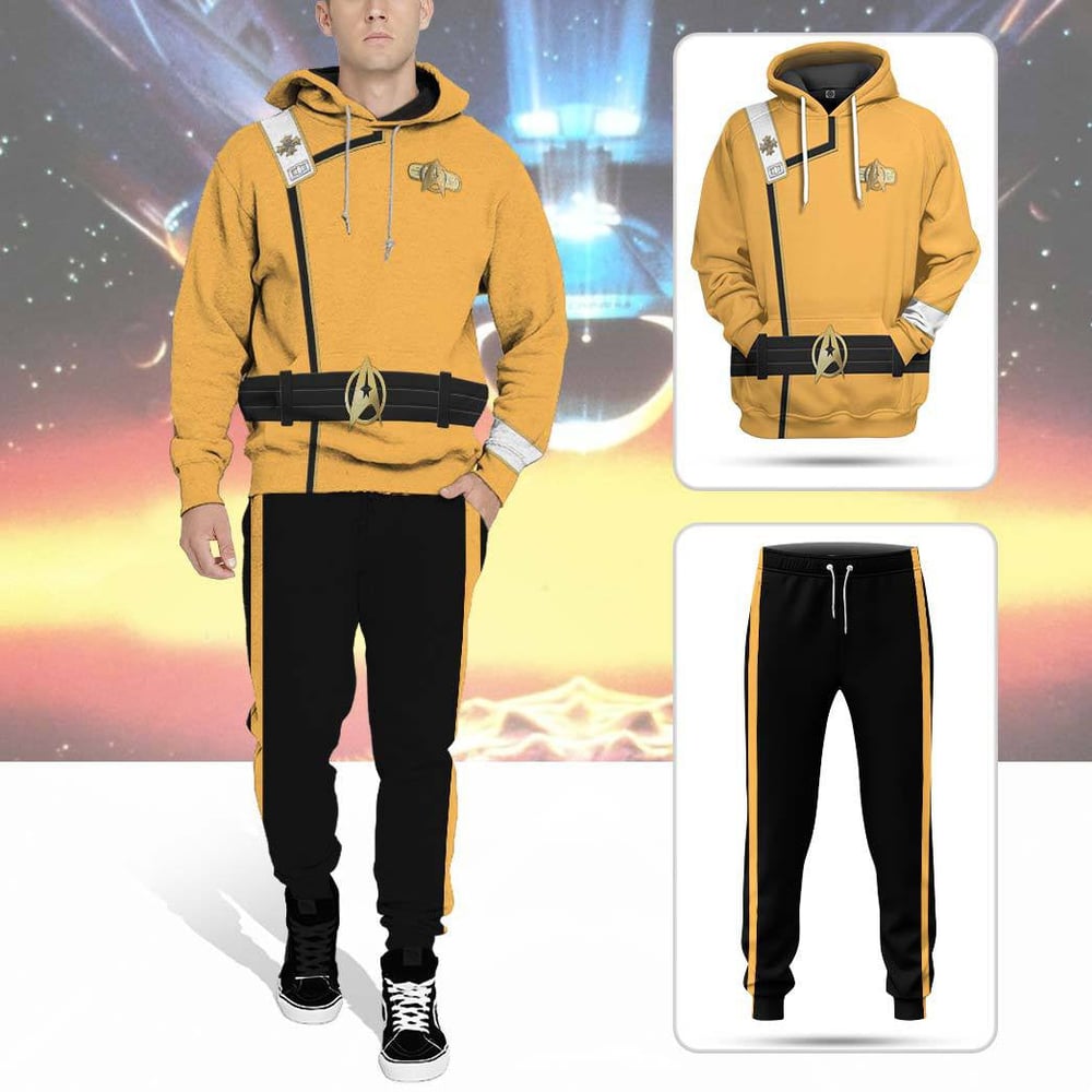 Star Trek II VI Wrath of Khan Starfleet Kirk Spock Yellow Uniform Custom Hoodie Tshirt Apparel