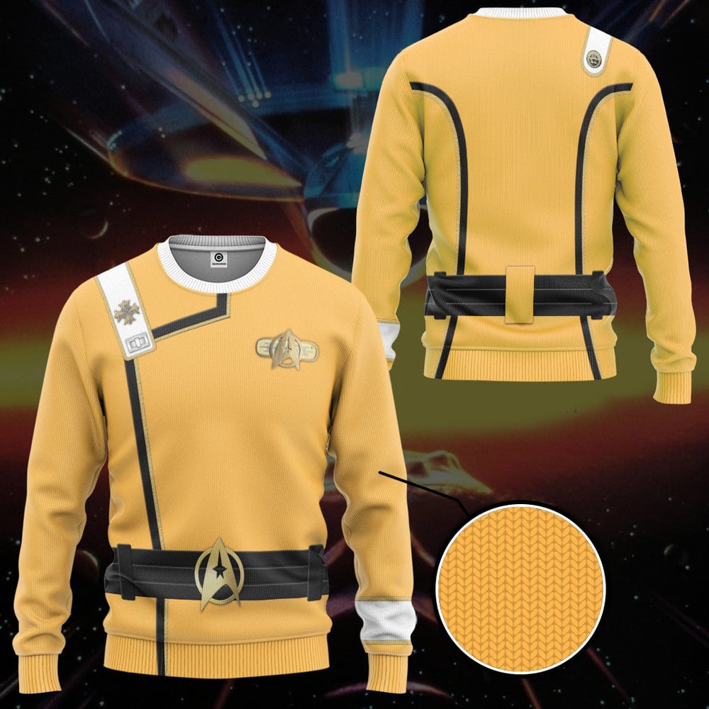 Star Trek II VI Wrath of Khan Starfleet Kirk Spock Yellow Uniform Custom Hoodie Tshirt Apparel