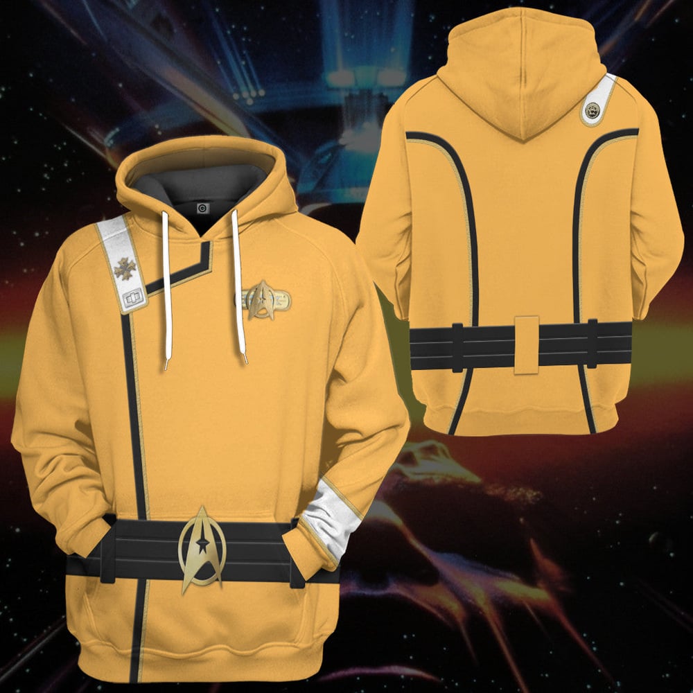 Star Trek II VI Wrath of Khan Starfleet Kirk Spock Yellow Uniform Custom Hoodie Tshirt Apparel