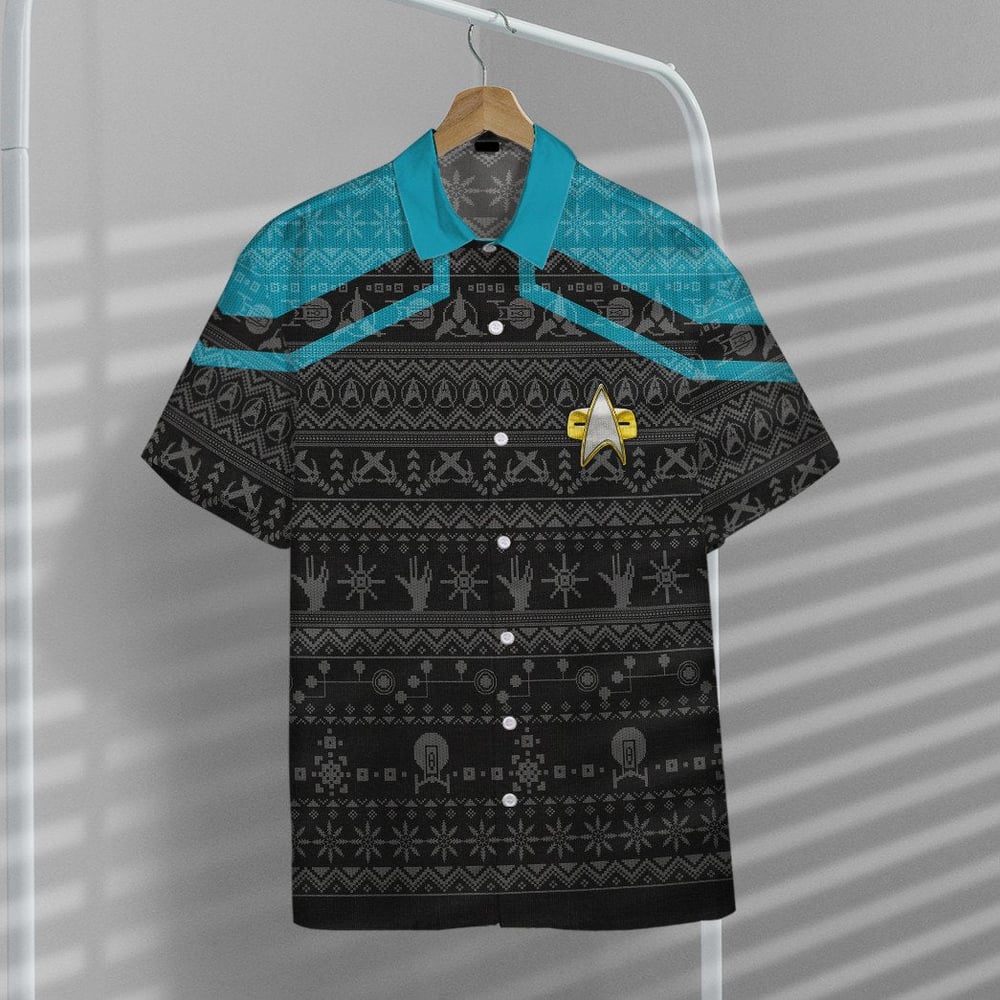 Star Trek Picard 2020 Blue Ugly Christmas Custom Button Up Hawaiian Shirt