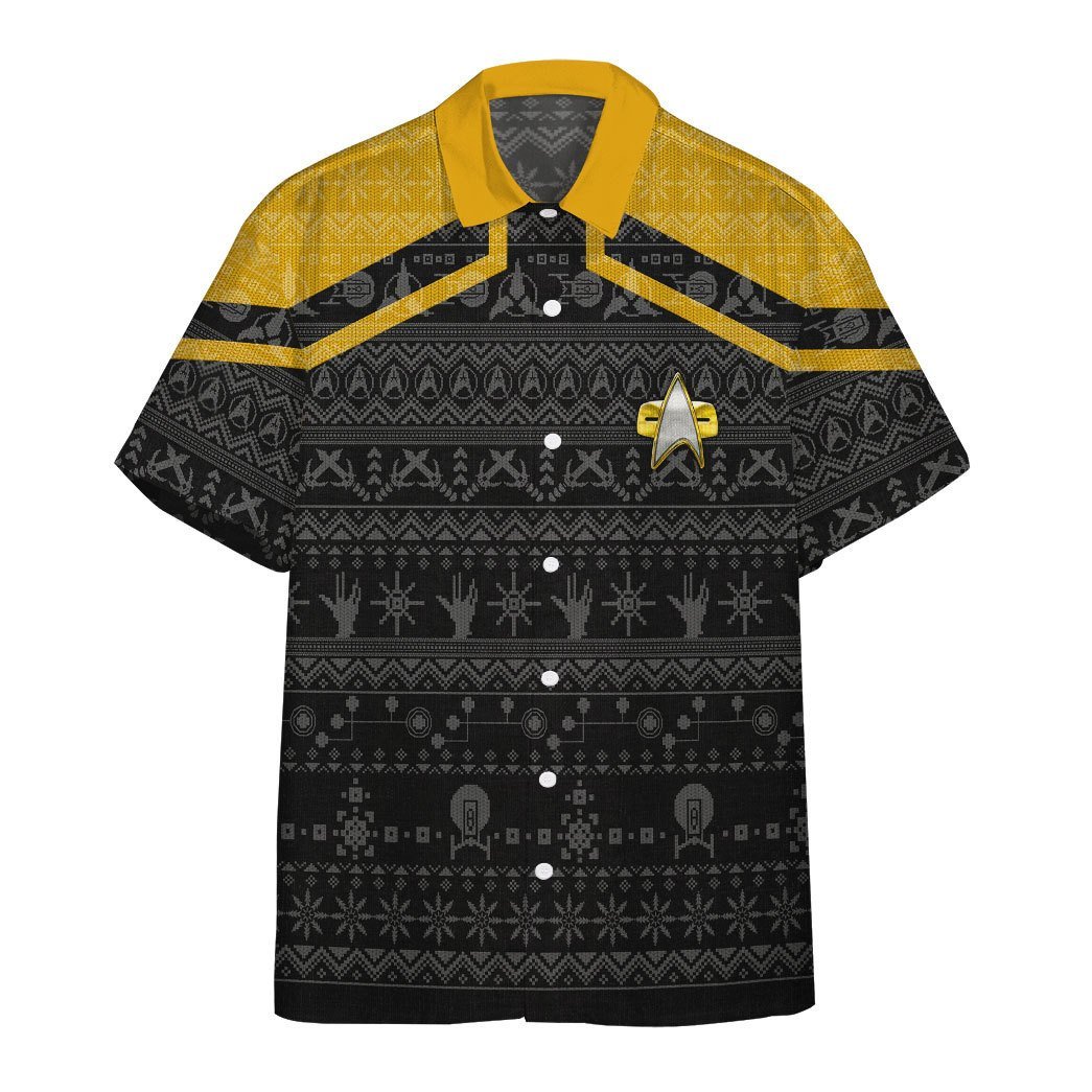 Star Trek Picard 2020 Yellow Ugly Christmas Custom Button Up Hawaiian Shirt