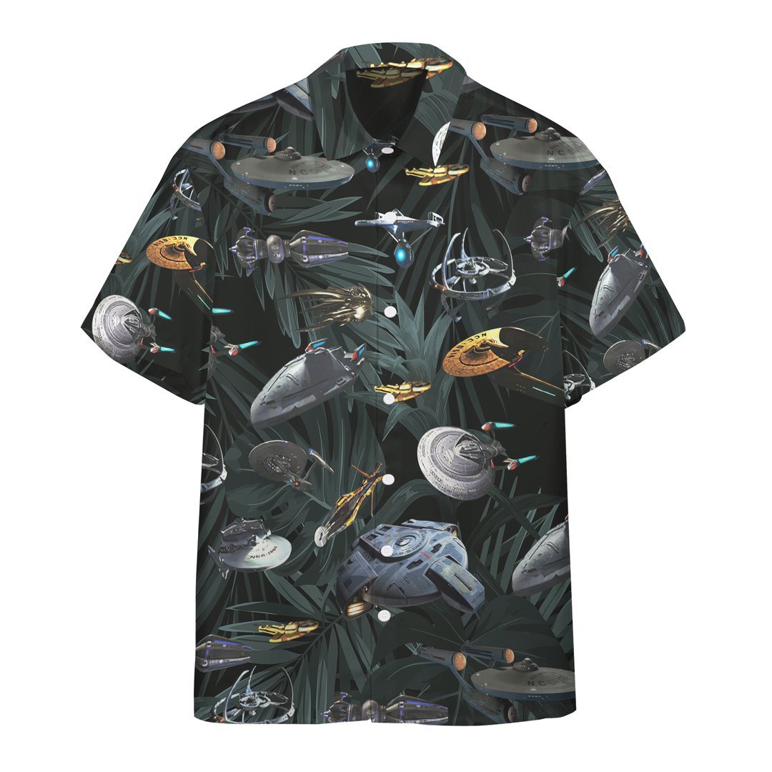 Star Trek Space Ships Custom Button Up Hawaiian Shirt