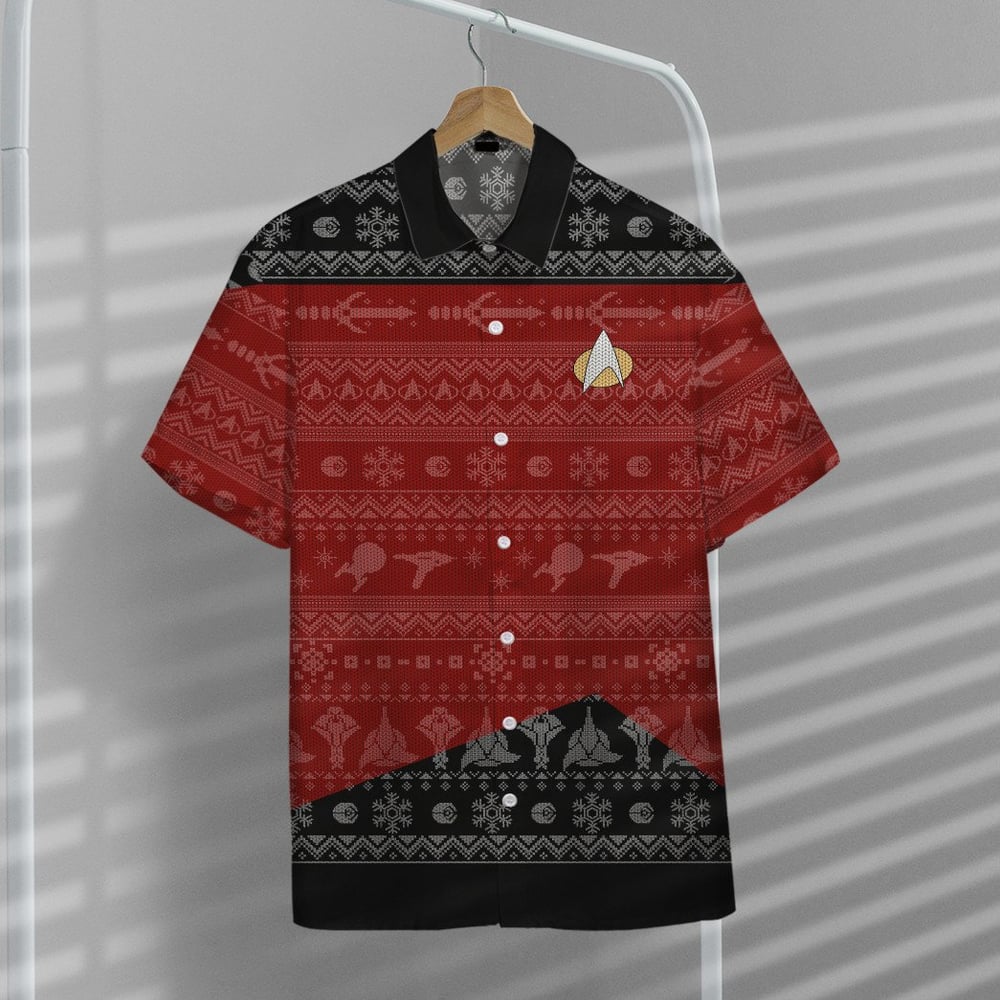 Star Trek The Next Generation 1987 Red Ugly Christmas Custom Button Up Hawaiian Shirt