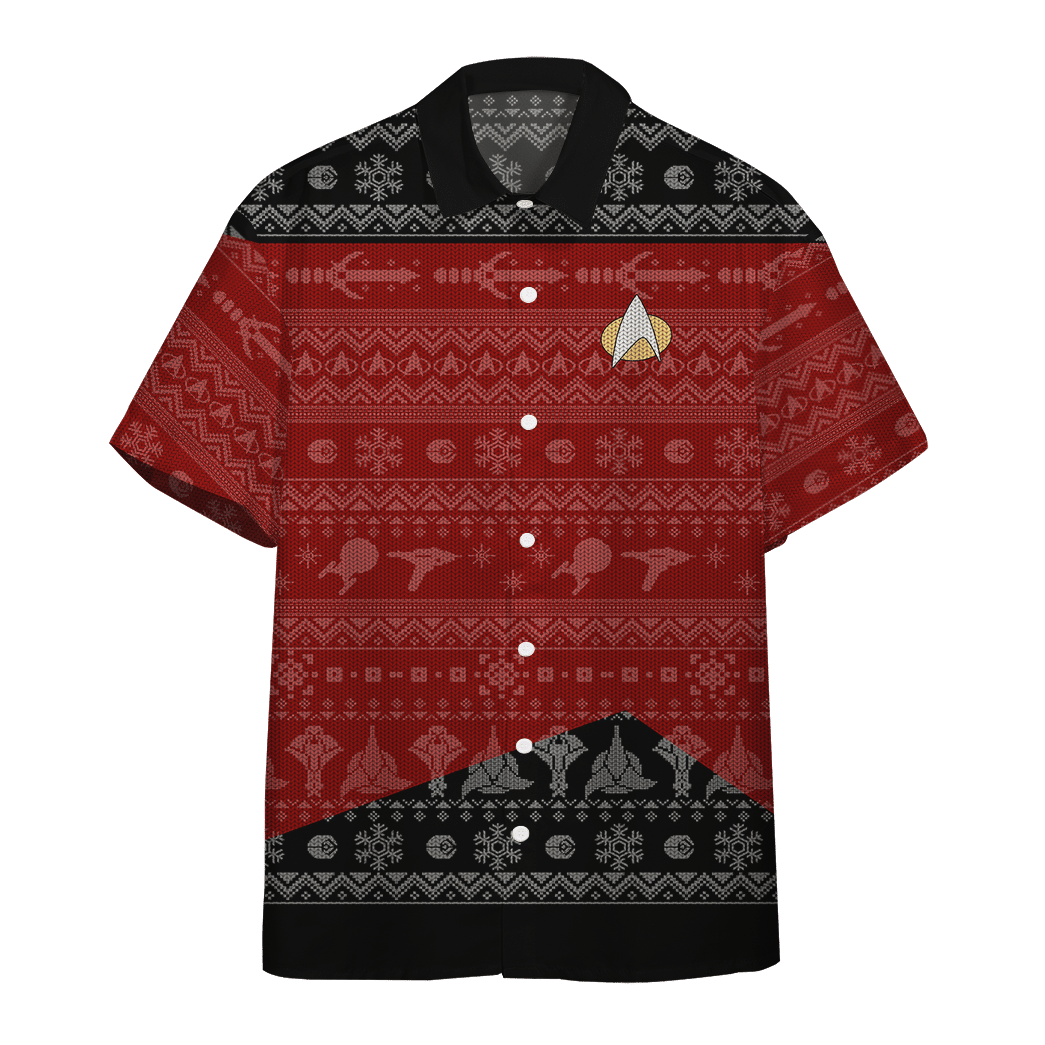 Star Trek The Next Generation 1987 Red Ugly Christmas Custom Button Up Hawaiian Shirt