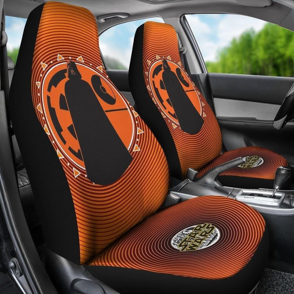 Star Wars Car Seat Covers | Darth Vader Orange Spiral Seat Covers SWCSC02