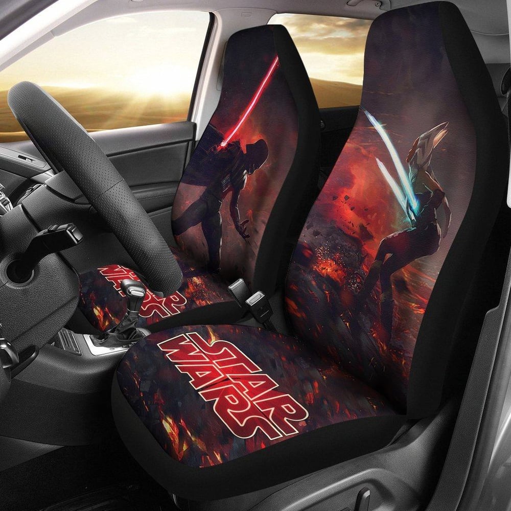 Star Wars Movie Car Seat Covers | Ahsoka Tano Vs Darth Vader Fighting Seat Covers SWCSC41