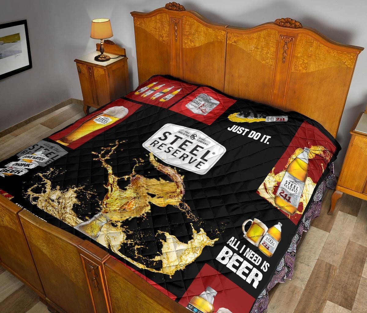 Steel Reserve Quilt Blanket All I Need Is Beer Gift Idea