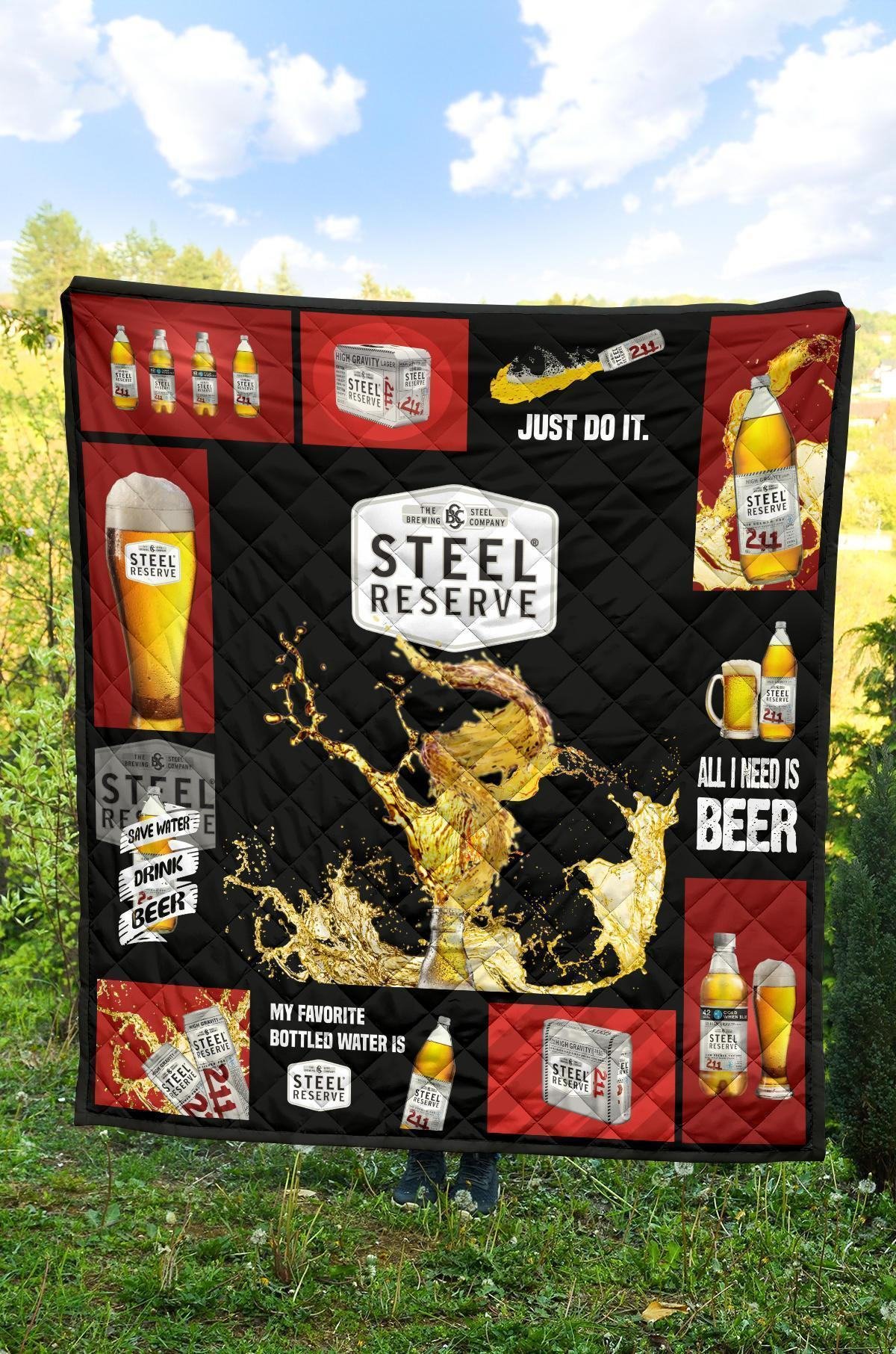 Steel Reserve Quilt Blanket All I Need Is Beer Gift Idea