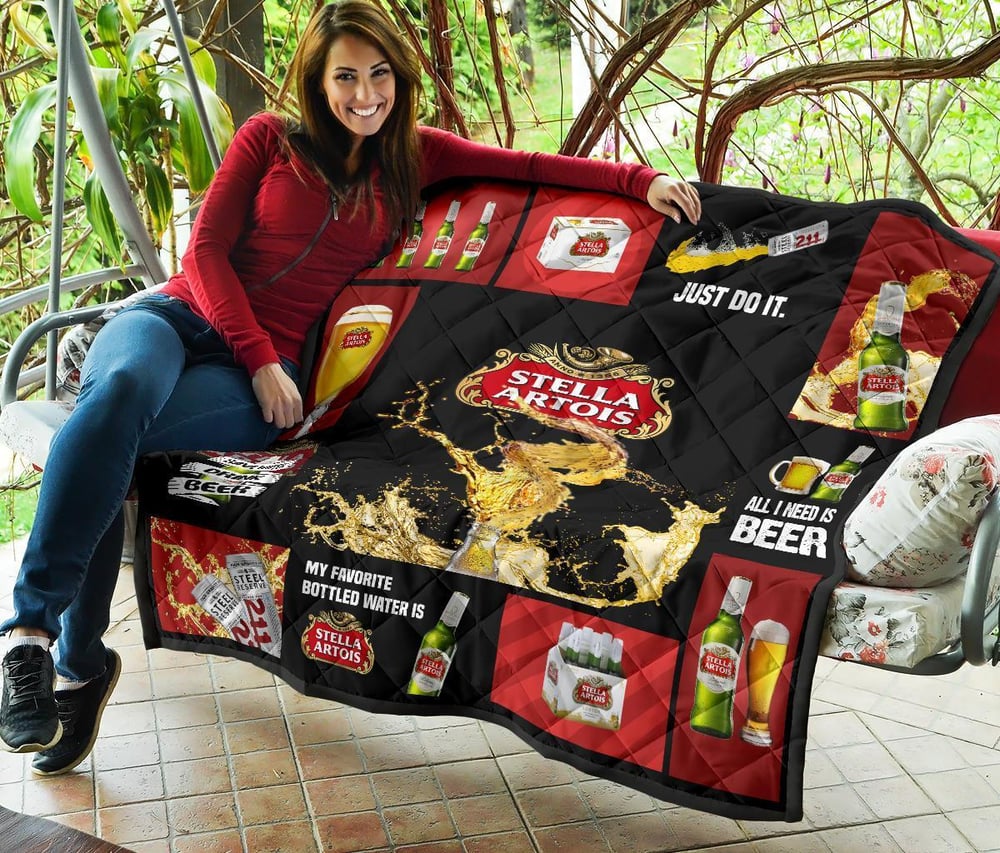 Stella Artois Quilt Blanket All I Need Is Beer Gift Idea