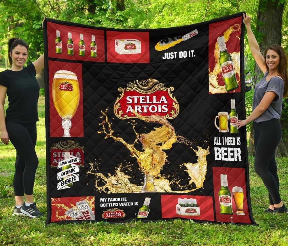 Stella Artois Quilt Blanket All I Need Is Beer Gift Idea