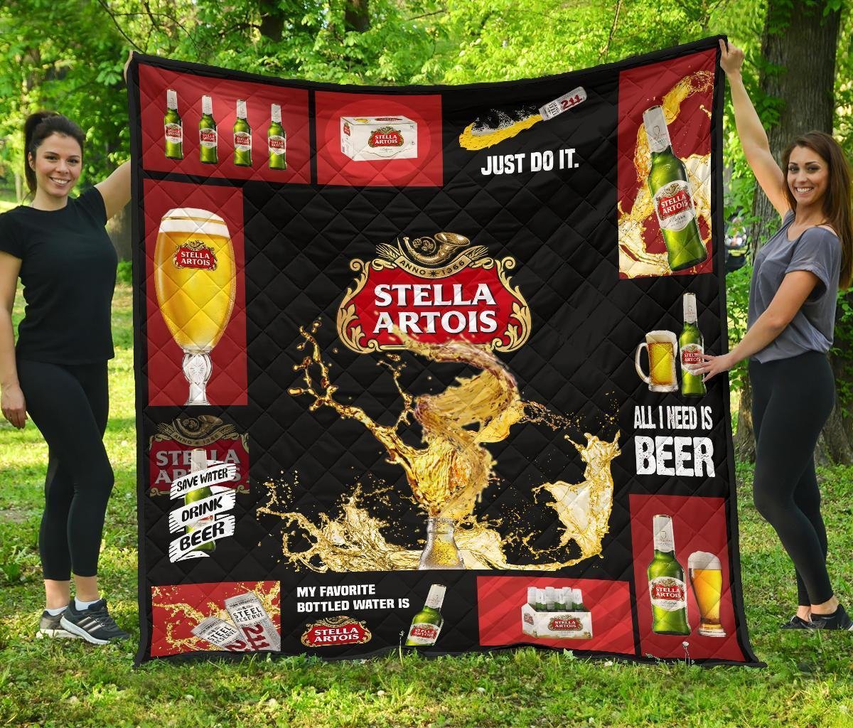 Stella Artois Quilt Blanket All I Need Is Beer Gift Idea