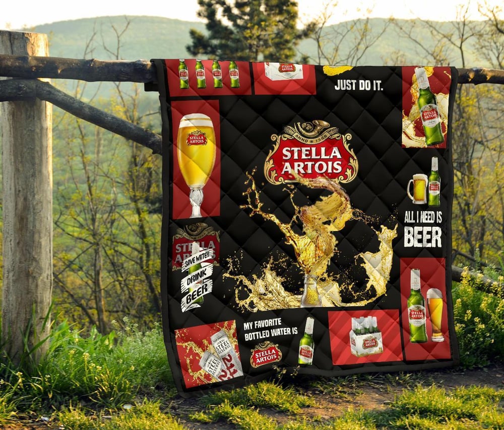 Stella Artois Quilt Blanket All I Need Is Beer Gift Idea