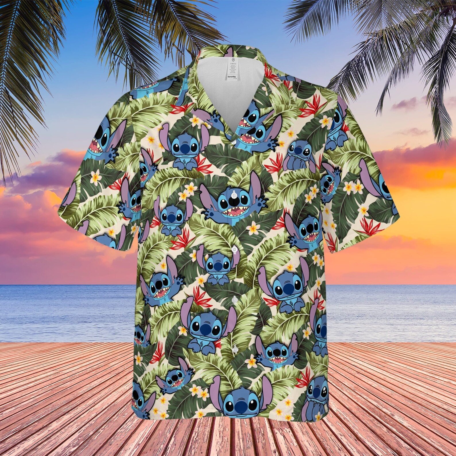 Stitch Custom Hawaii Shirt | Tropical  Disney Button Up Shirts