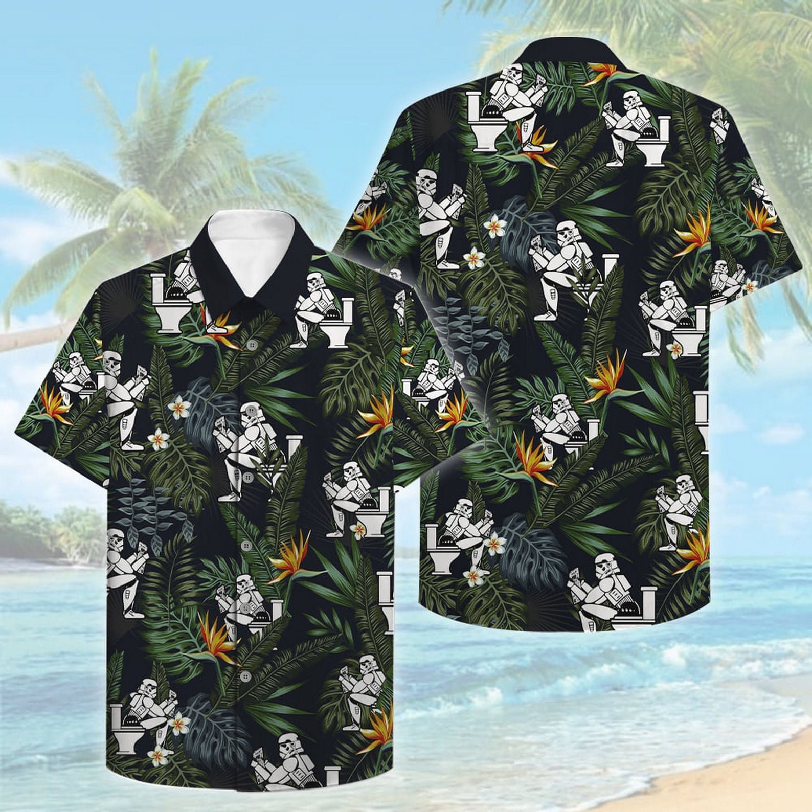 Stormtrooper Toilet Hawaiian Aloha Shirt, Star Wars Hawaiian, Anakin Skywalker, Jedi Hawaiian HW024