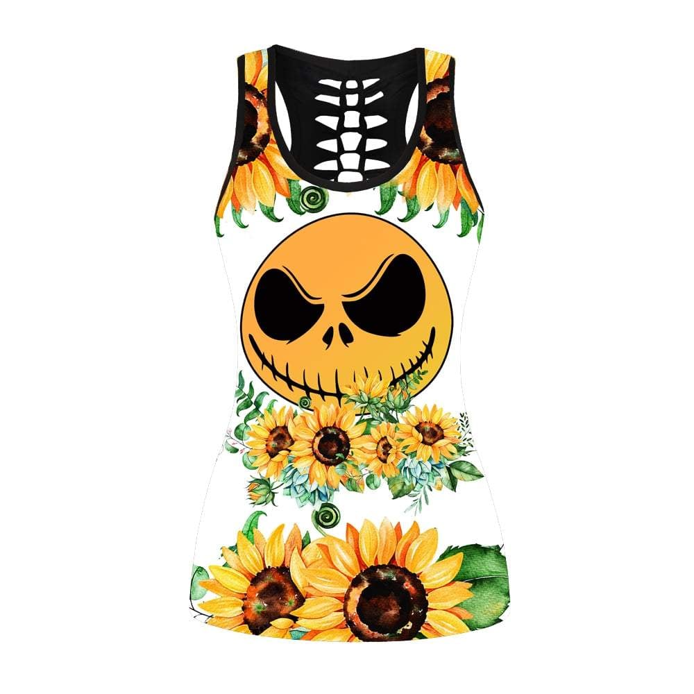 Sunflower Jack Skellington Face Tank Top Legging Set Outfit | CTLJS63