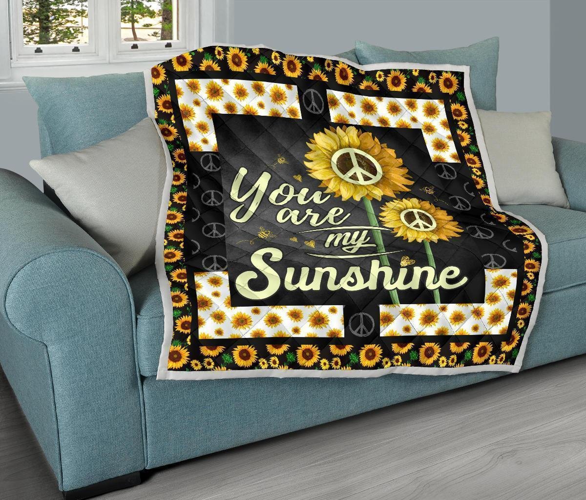 Sunflower You are my Sunshine Quilt Blanket Gift Idea