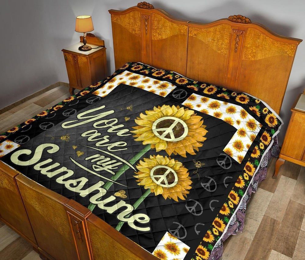 Sunflower You are my Sunshine Quilt Blanket Gift Idea