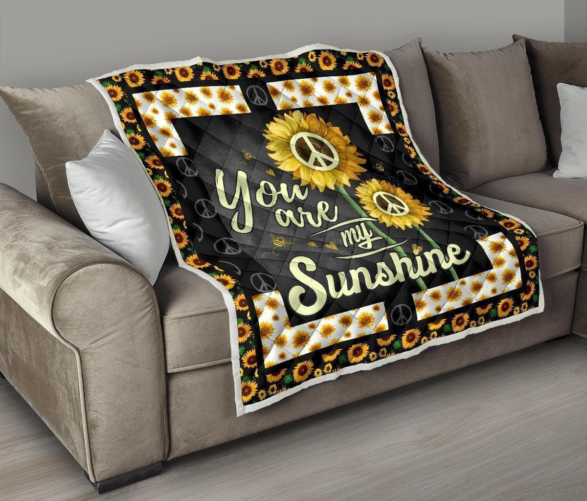 Sunflower You are my Sunshine Quilt Blanket Gift Idea