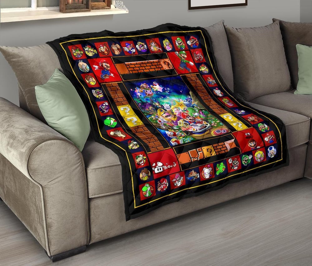 Super Mario Quilt Blanket Funny Gift Idea For Video Game Fan