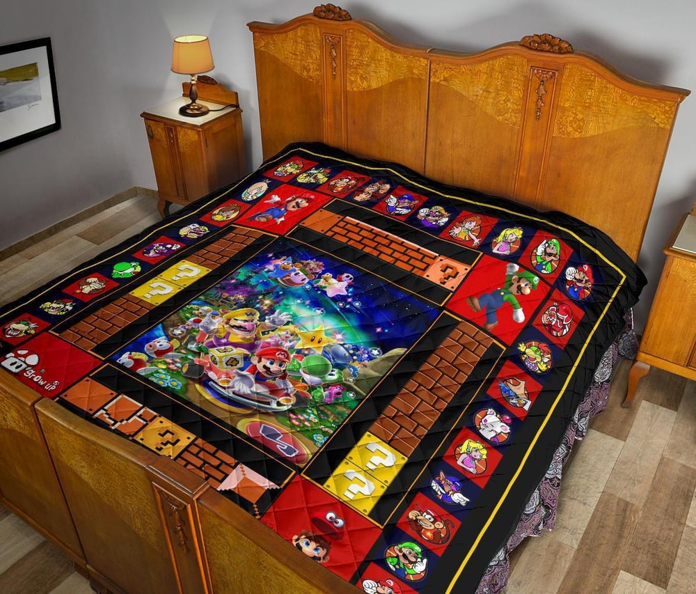 Super Mario Quilt Blanket Funny Gift Idea For Video Game Fan