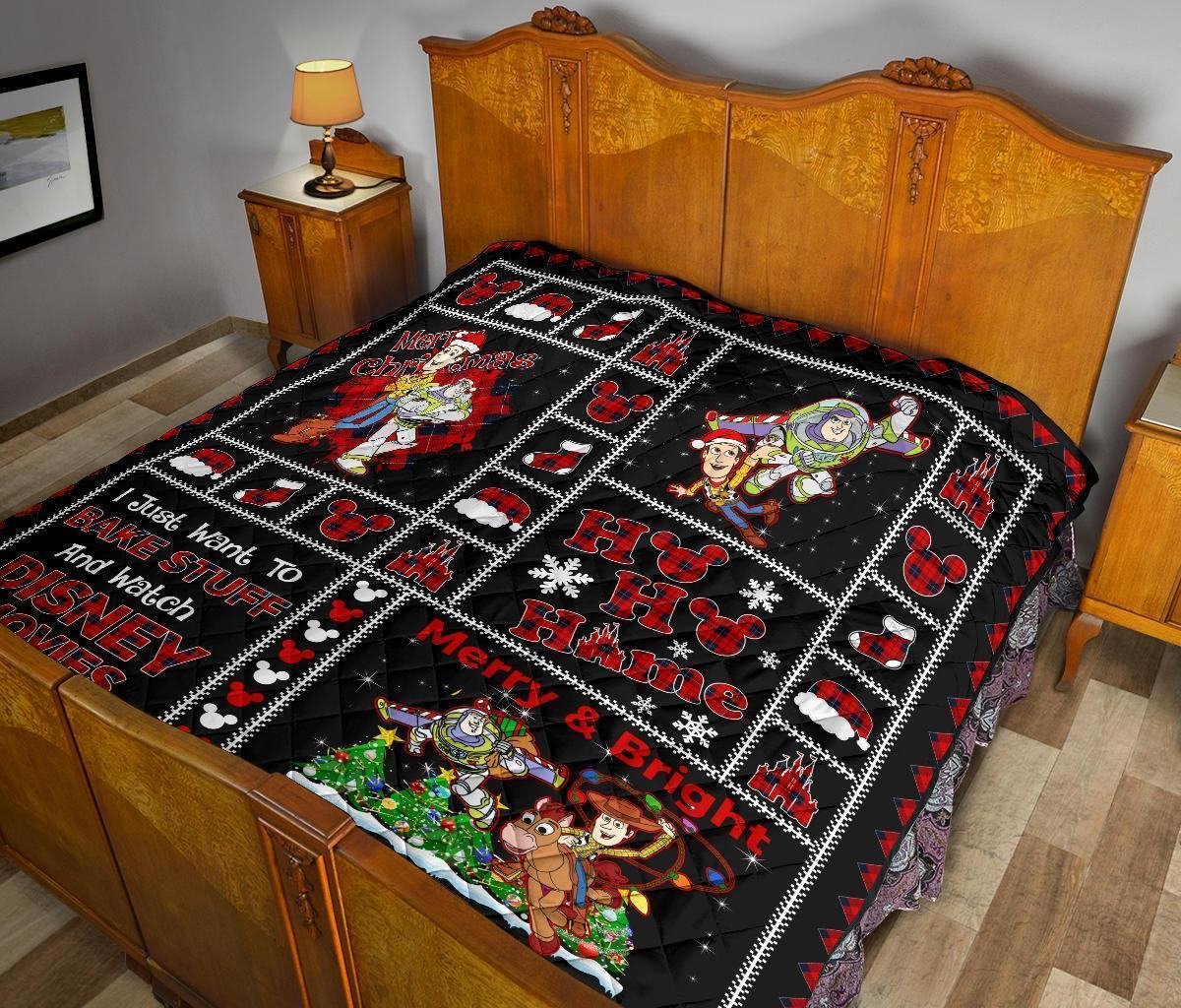 Toy Story Quilt Blanket Woody And Buzz Lightyear Christmas Theme