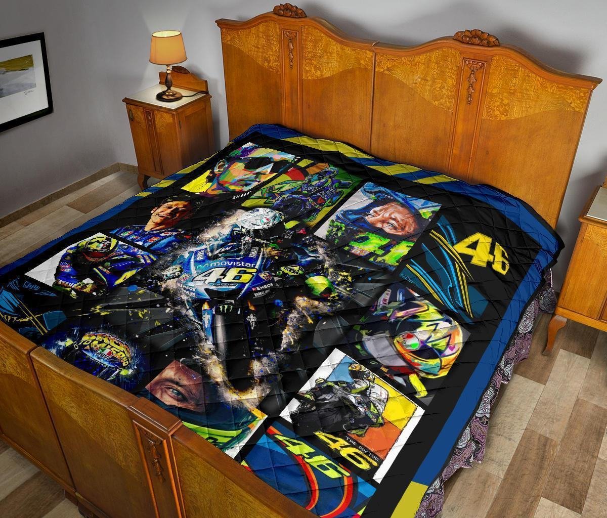 Valentino Rossi Quilt Blanket For MotoGP Fan Gift Idea